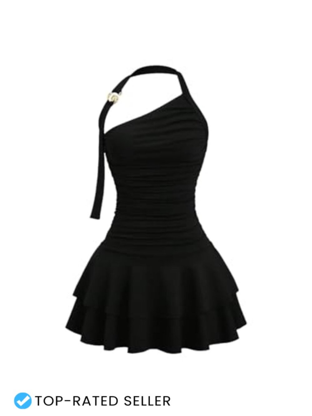 Women's Y2K Halter Mini Dress Backless Ruffle Party Club Night Out